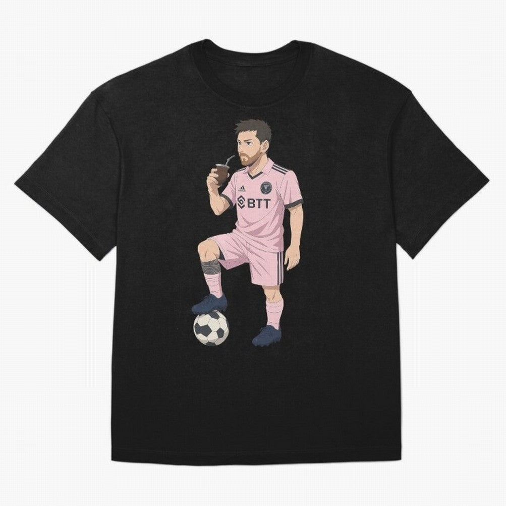 Lionel Messi Anime Style Drinking Mate - The Goat Inter Miami Classic T-Shirt Honor Football Greatness during FIFA World Cup 2026 for Fans of Messi, Neymar and Mbappe and Argentina, France and Brazil, Bringing Vintage Soccer Flavor, Modern Football