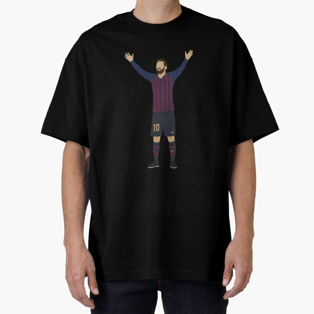 Leo Messi Celebration Sticker Oversized T-Shirt Support Your Favorite Stars during FIFA World Cup 2026 Group Stage for Fans of CR7 and Portugal, Spain and Germany, Bringing Supporter Pride, Iconic Celebrations, Legendary Names and Global Match Day
