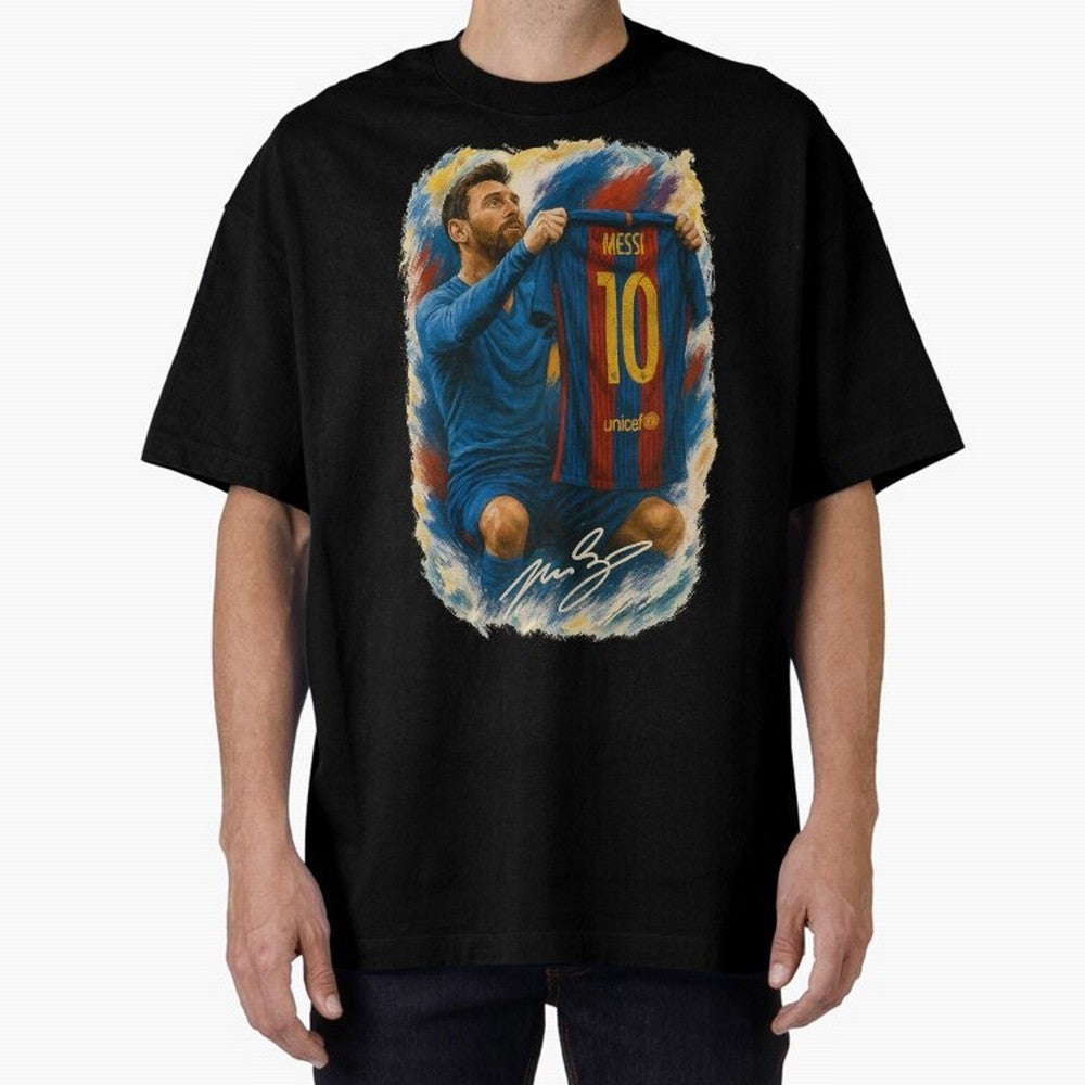 Messi Shirt Celebration Poster ¨C Iconic FC Barcelona Number 10 Artwork Oversized T-Shirt Mark FIFA World Cup 2026 Filled with Cristiano Ronaldo, Haaland and CR7, Netherlands Energy, Match Day Excitement, Supporter Culture, Golden Goals and Global
