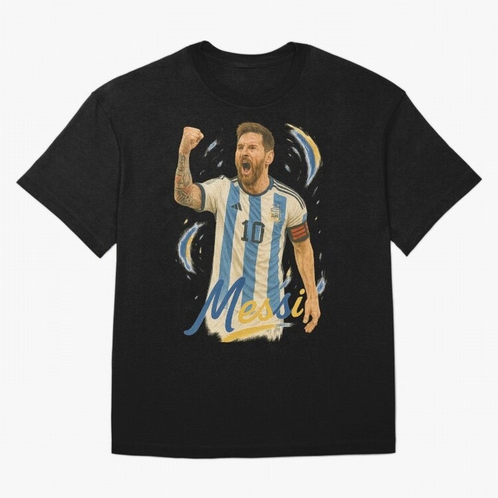 Lionel Messi Argentina Art ¨C Iconic World Cup Champion Tribute Design	 Oversized T-Shirt Stand with the FIFA World Cup 2026 Group Stage Journey through Cristiano Ronaldo Highlights, Argentina Pride, Sports Nostalgia, International Competition,