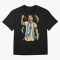 Lionel Messi Argentina Art ¨C Iconic World Cup Champion Tribute Design	 Oversized T-Shirt Stand with the FIFA World Cup 2026 Group Stage Journey through Cristiano Ronaldo Highlights, Argentina Pride, Sports Nostalgia, International Competition,