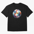 Football Soccer Ball Watercolor Illustration Drawing (Black BG) Oversized T-Shirt Celebrate Classic Football Spirit in Global Football Passion for FIFA World Cup 2026, Celebrating Mbappe and Neymar, Spain and Netherlands, Match Day Excitement,