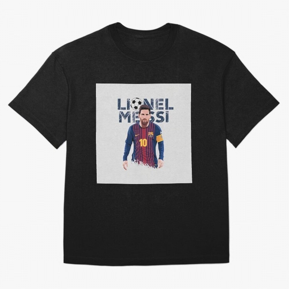 Stylized Lionel Messi Barcelona Illustration ¨C Iconic Football Artwork Oversized T-Shirt Celebrate Classic Football Spirit in Global Football Passion for FIFA World Cup 2026 USA Canada Mexico, with Haaland, Argentina, France and Brazil, Fan