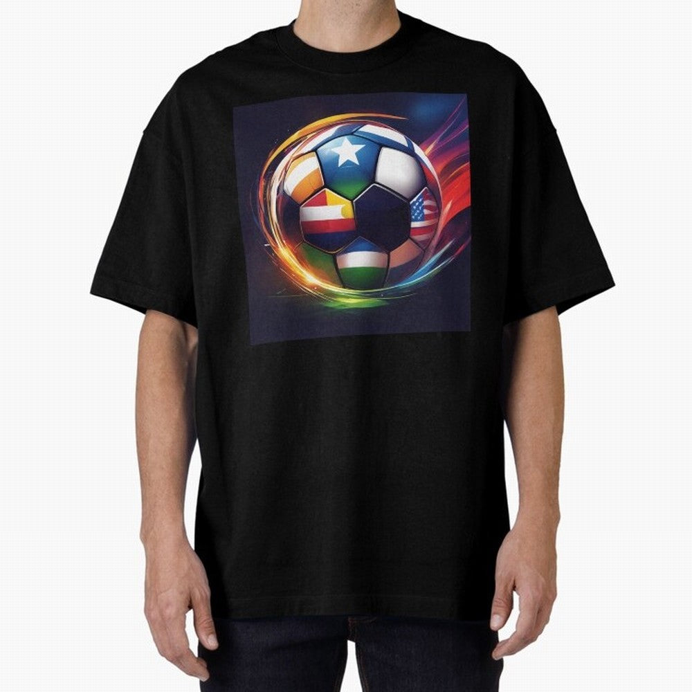 Soccer 2 Oversized T-Shirt Honor the Beautiful Game during Global Football Passion for FIFA World Cup 2026 USA Canada Mexico, Driven by CR7 and Messi, Spain, Soccer Culture, Superstar Moments, National Team Dreams and Competitive Fire; Perfect for