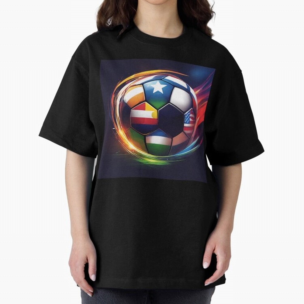 Soccer 2 Oversized T-Shirt Honor the Beautiful Game during Global Football Passion for FIFA World Cup 2026 USA Canada Mexico, Driven by CR7 and Messi, Spain, Soccer Culture, Superstar Moments, National Team Dreams and Competitive Fire; Perfect for