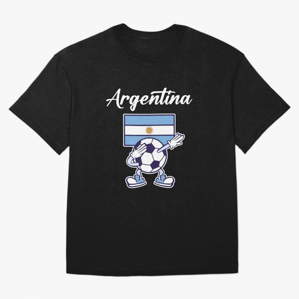ARGENTINA - Dabbing Football Soccer Ball - ARGENTINA Oversized T-Shirt Join the Countdown to Match Day Hype around FIFA World Cup 2026, CR7, Spain, Supporter Pride, Iconic Celebrations, Legendary Names and Global Match Day Energy; Perfect for Fans,