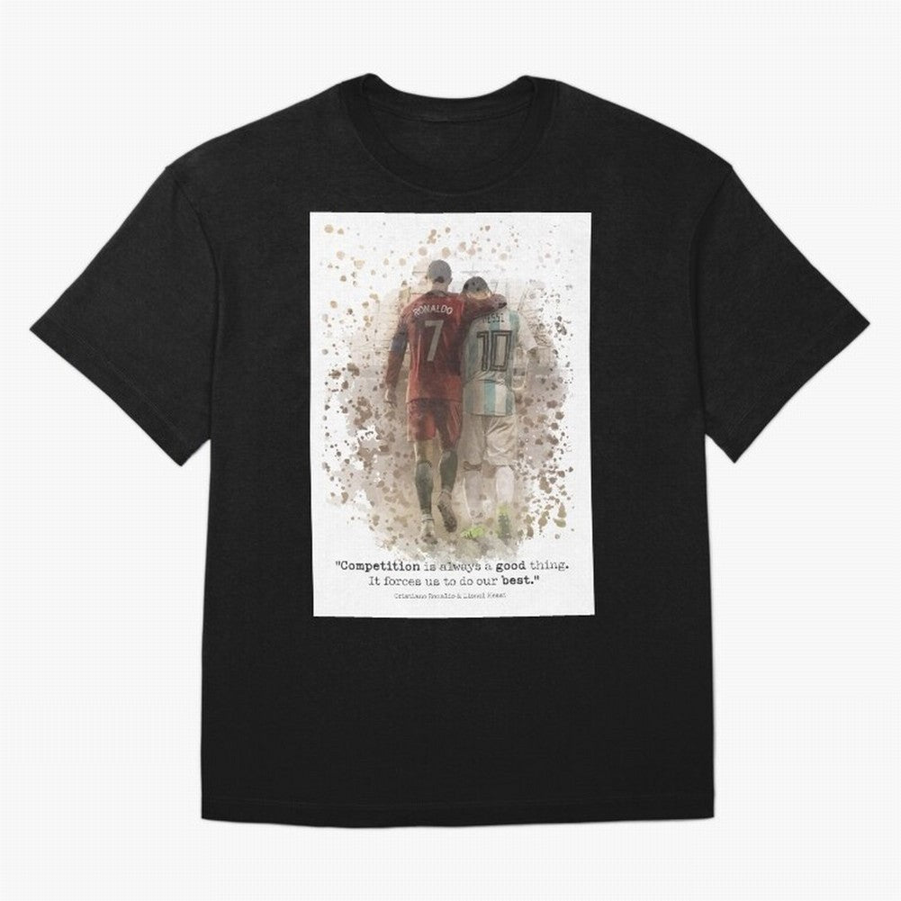 Cristiano Ronaldo Messi Soccer Quote Poster Oversized T-Shirt Turn Up for FIFA World Cup 2026 for Fans of Messi and Cristiano Ronaldo and England, Bringing Football Passion, Legendary Performances, Festival Vibes and Supporter Community; Ideal for