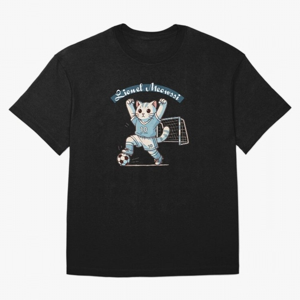 Lionel Meowssi Oversized T-Shirt Feel the Trophy Chase of FIFA World Cup 2026 for Fans of Messi and Argentina, France and Brazil, Bringing Sports Nostalgia, International Competition, Famous Players and Unforgettable Victories; Ideal for Fans Who