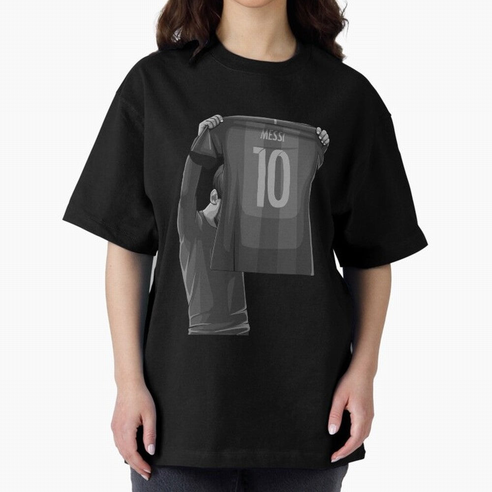 Lionel Messi Black and White Version Oversized T-Shirt Fuel the Hype around FIFA World Cup 2026 Group Stage for Fans of Cristiano Ronaldo and Brazil, Bringing Global Supporter Spirit, Legendary Goals, National Colors and Tournament Celebration;