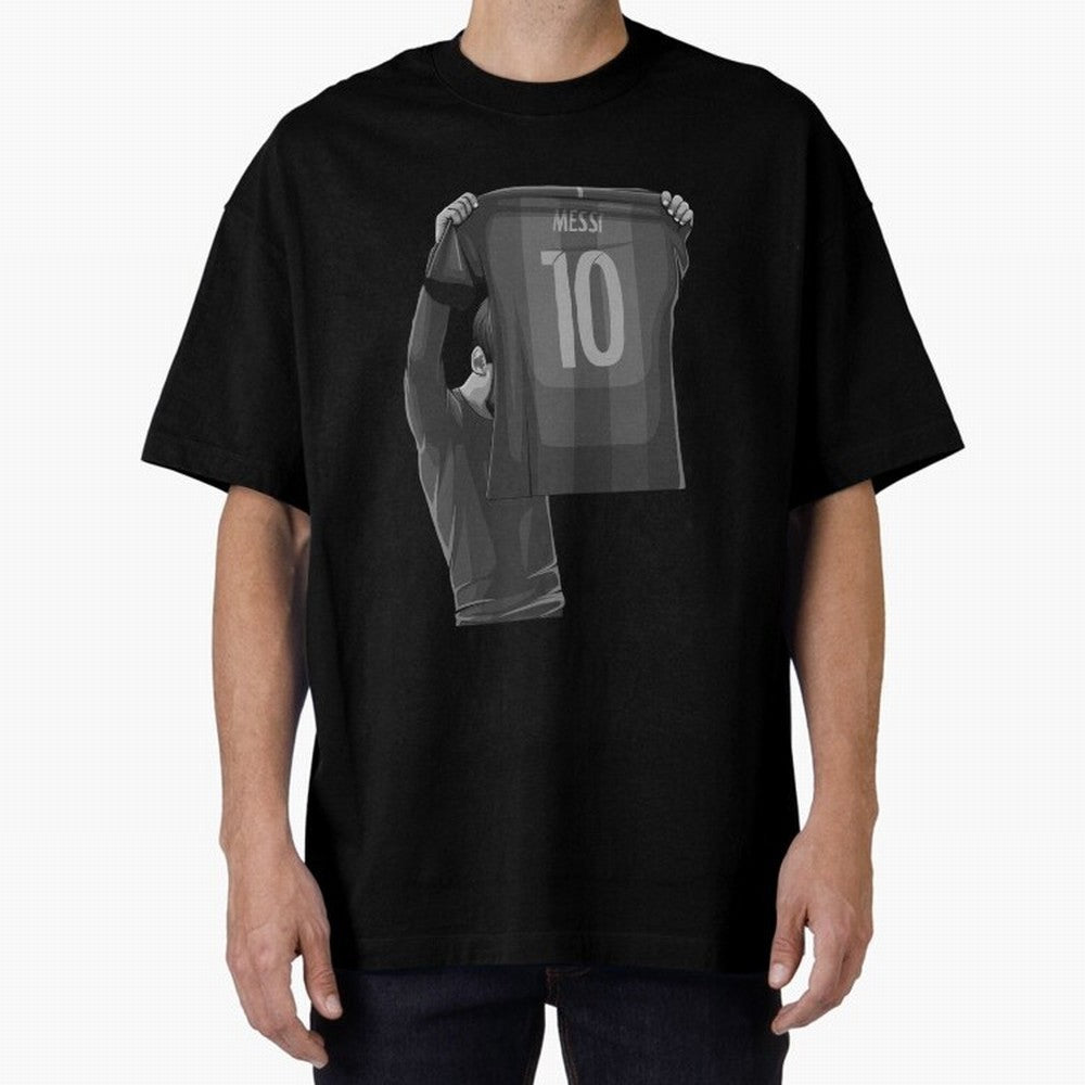 Lionel Messi Black and White Version Oversized T-Shirt Fuel the Hype around FIFA World Cup 2026 Group Stage for Fans of Cristiano Ronaldo and Brazil, Bringing Global Supporter Spirit, Legendary Goals, National Colors and Tournament Celebration;