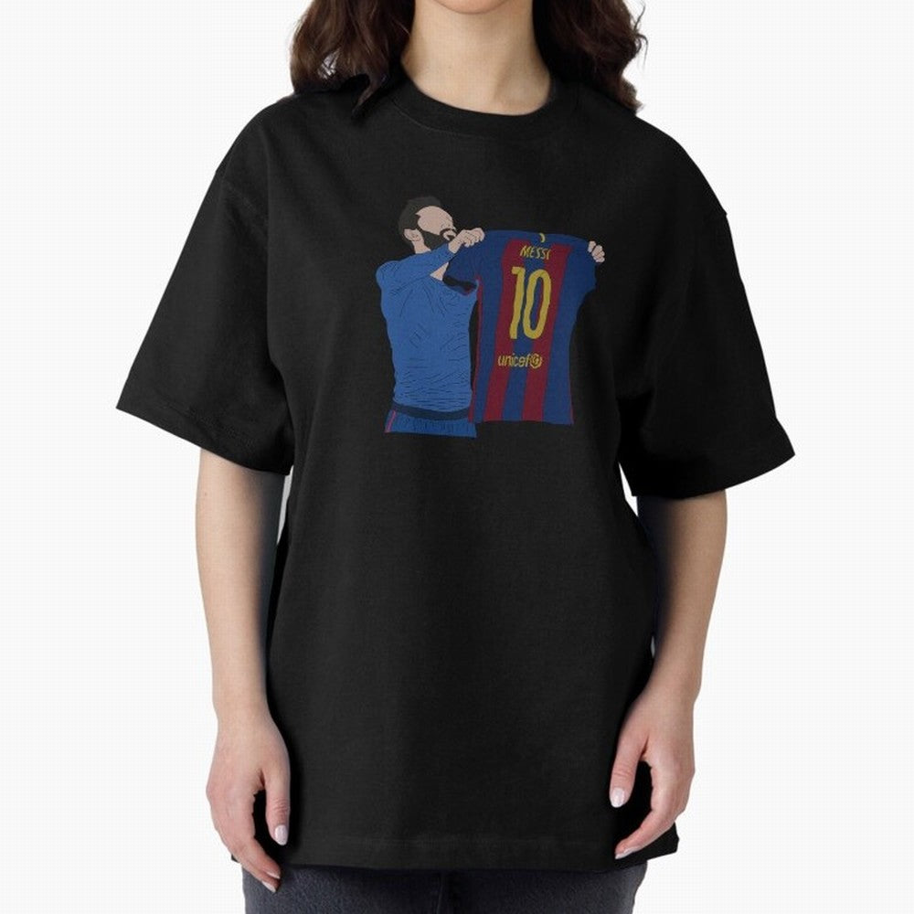 Lionel Messi | Barcelona legend Oversized T-Shirt Show Your Tournament Heart for Match Day Hype around FIFA World Cup 2026, CR7 and Messi, Brazil, Portugal and Argentina, Retro Football Energy, Iconic Rivalries, Trophy Chase Drama and Stadium