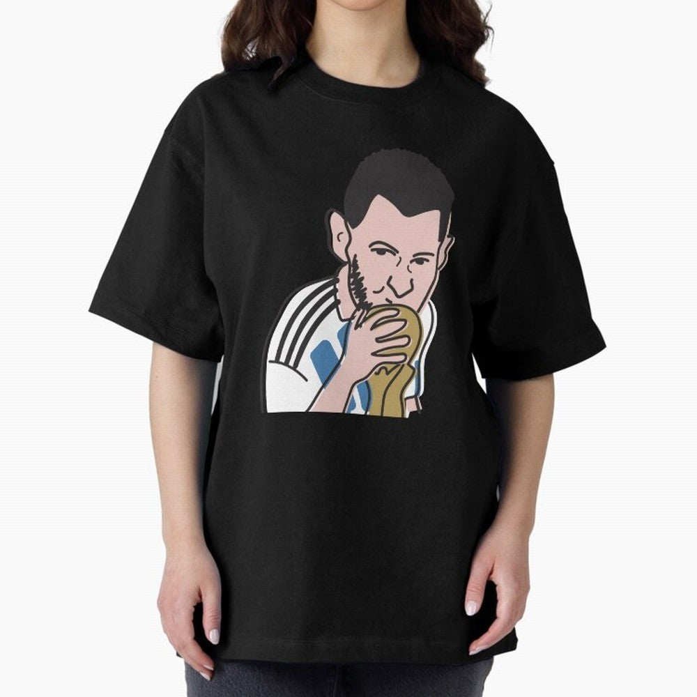 Lionel Messi in Weirdtual Reality Oversized T-Shirt Show Fan Pride Across FIFA World Cup 2026 Centered on CR7 and Messi, Portugal, Spain and Germany Energy, Game Day Rituals, Football Legends, Country Pride and the Road to the Final; Perfect for