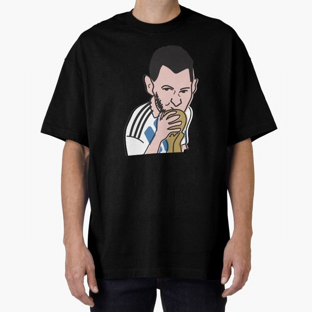 Lionel Messi in Weirdtual Reality Oversized T-Shirt Show Fan Pride Across FIFA World Cup 2026 Centered on CR7 and Messi, Portugal, Spain and Germany Energy, Game Day Rituals, Football Legends, Country Pride and the Road to the Final; Perfect for