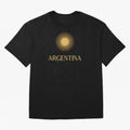 Argentina Gold Oversized T-Shirt Elevate FIFA World Cup 2026 Group Stage Spirit, Celebrating England, Haaland and Mbappe, Football Festival Excitement, Trophy Ambitions, Country Rivalries and Star Player Buzz; Created for Match Day Parties, Soccer