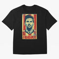 Messi The GOAT Graphic poster design Premium T-Shirt Step into the FIFA World Cup 2026 Journey through Mbappe Highlights, Germany Pride, Tournament Hype, Historic Matchups, Family Viewing Parties and Global Sports Pride; Built for Supporters