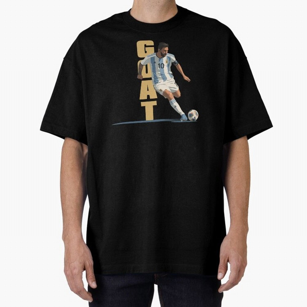 Messi in action GOAT Minimalist Graphic Premium T-Shirt Show Match Day Excitement for Match Day Hype around FIFA World Cup 2026 Group Stage, Messi, CR7 and Mbappe, Netherlands, Match Day Excitement, Supporter Culture, Golden Goals and Global