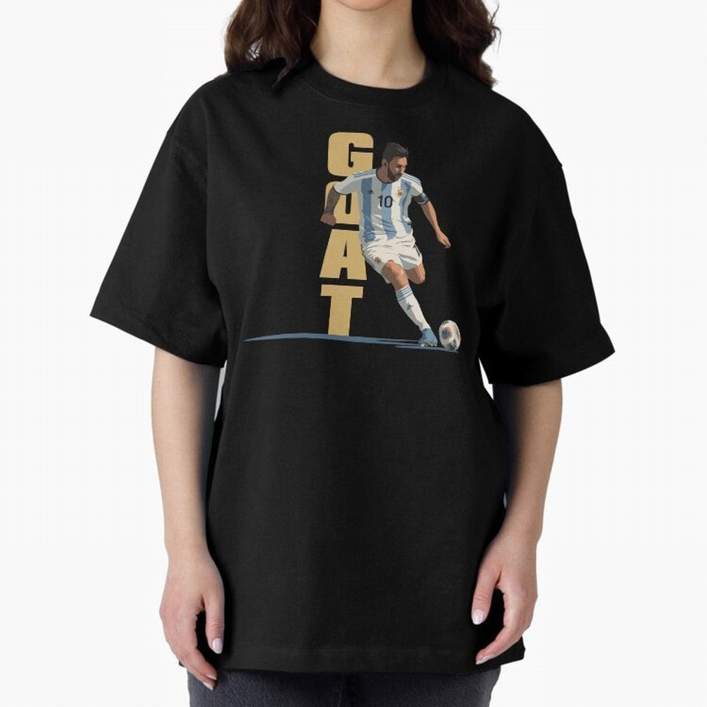 Messi in action GOAT Minimalist Graphic Premium T-Shirt Show Match Day Excitement for Match Day Hype around FIFA World Cup 2026 Group Stage, Messi, CR7 and Mbappe, Netherlands, Match Day Excitement, Supporter Culture, Golden Goals and Global