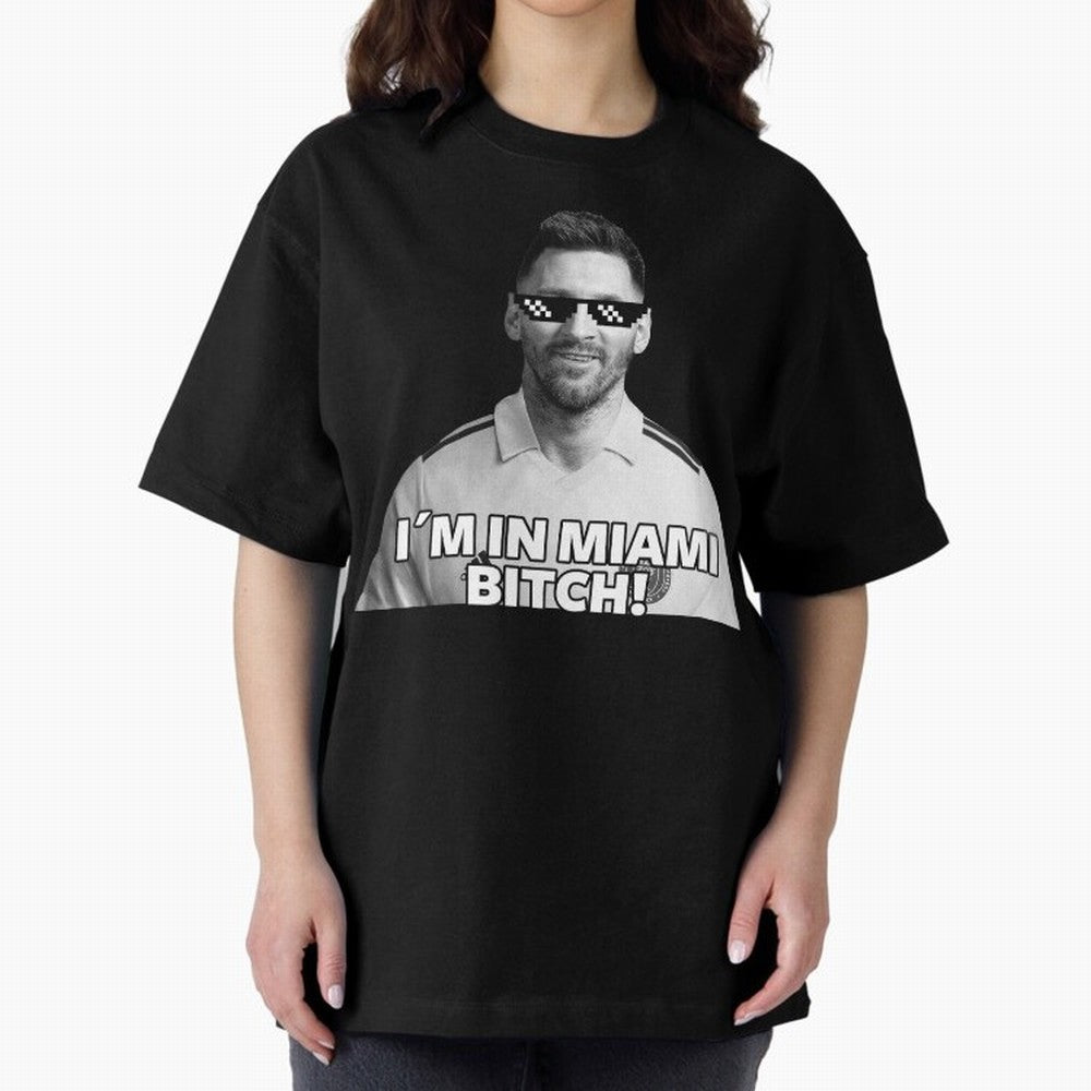 Lionel Messi Inter Miami Football Soccer meme Welcome to Miami I¡äm in Miami Bitch quotes funny champions player Sticker Premium T-Shirt Show Support during Global Football Passion for FIFA World Cup 2026 Group Stage, Highlighting Messi and