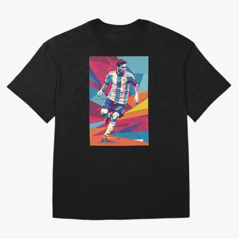 Messi in action Graphic poster design Premium T-Shirt Celebrate Classic Football Spirit in Global Football Passion for FIFA World Cup 2026 USA Canada Mexico, with Haaland, Argentina, France and Brazil, Fan Favorite Moments, National Team Passion,