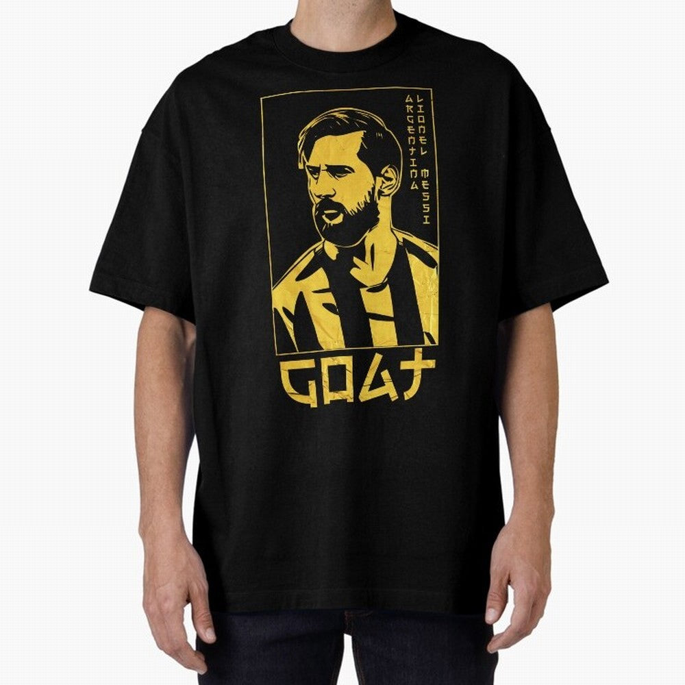 Lionel Messi Golden Style Portrait art illustration Premium T-Shirt Show Fan Pride Across FIFA World Cup 2026 Group Stage for Fans of Cristiano Ronaldo, Haaland and CR7 and Germany, Bringing Stadium Chants, National Pride, Trophy Dreams and