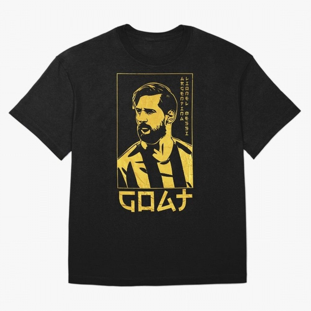 Lionel Messi Golden Style Portrait art illustration Premium T-Shirt Show Fan Pride Across FIFA World Cup 2026 Group Stage for Fans of Cristiano Ronaldo, Haaland and CR7 and Germany, Bringing Stadium Chants, National Pride, Trophy Dreams and