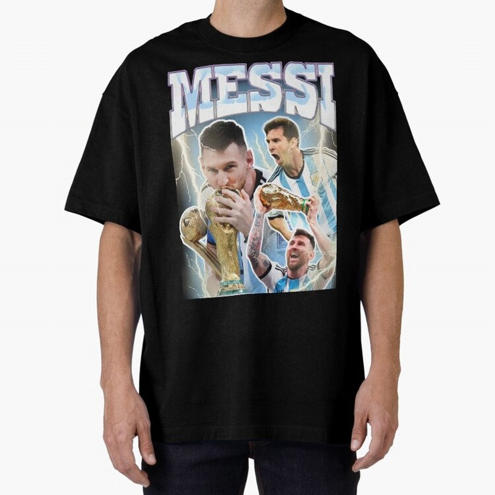 Messi Champion Vintage Retro Design Premium T-Shirt Celebrate the Magic of FIFA World Cup 2026 USA Canada Mexico Connected to Neymar, Haaland and Cristiano Ronaldo, Portugal, Spain and Germany Energy, Football History, Final Match Energy, Crowd