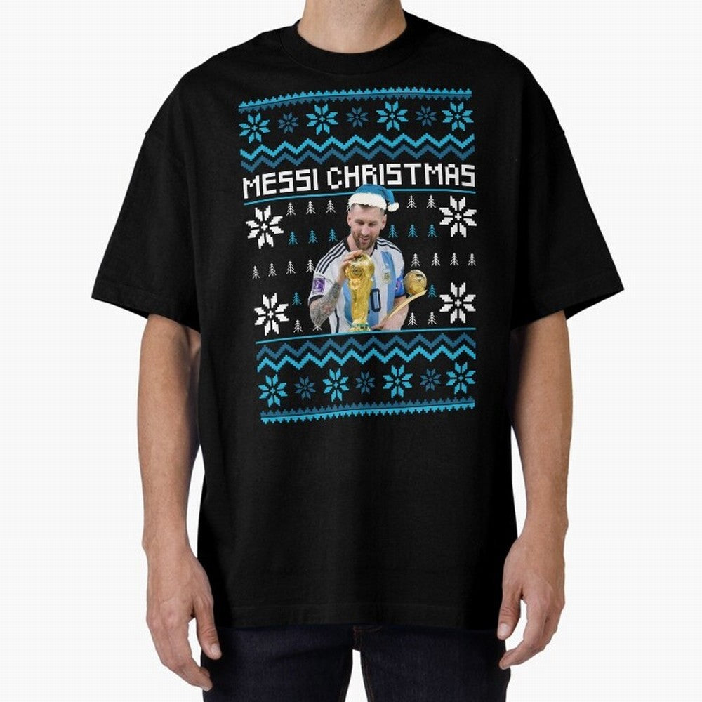 Leo Messi Christmas Ugly Sweater Design Classic T-Shirt Show Passion for the Stars of FIFA World Cup 2026 for Fans of Messi and Cristiano Ronaldo and Brazil, Portugal and Argentina, Bringing Football Festival Excitement, Trophy Ambitions, Country