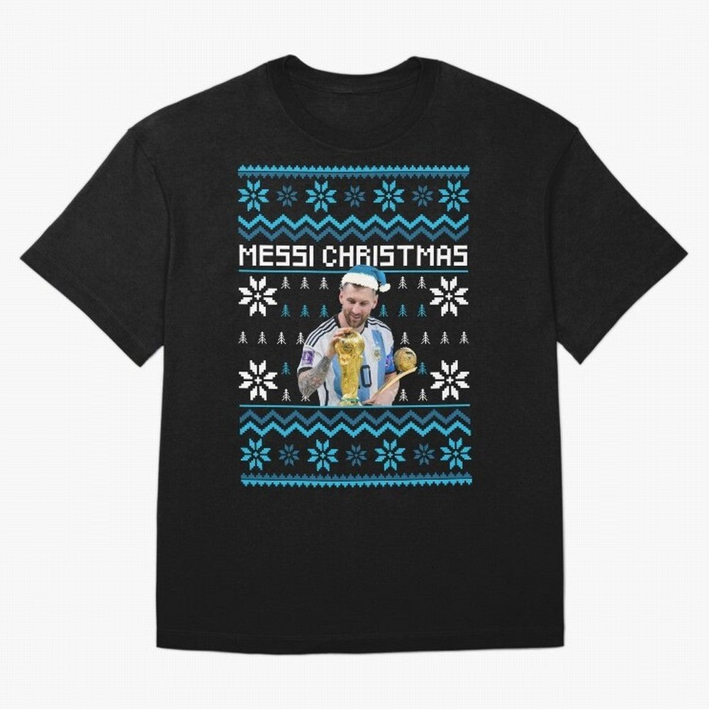 Leo Messi Christmas Ugly Sweater Design Classic T-Shirt Show Passion for the Stars of FIFA World Cup 2026 for Fans of Messi and Cristiano Ronaldo and Brazil, Portugal and Argentina, Bringing Football Festival Excitement, Trophy Ambitions, Country