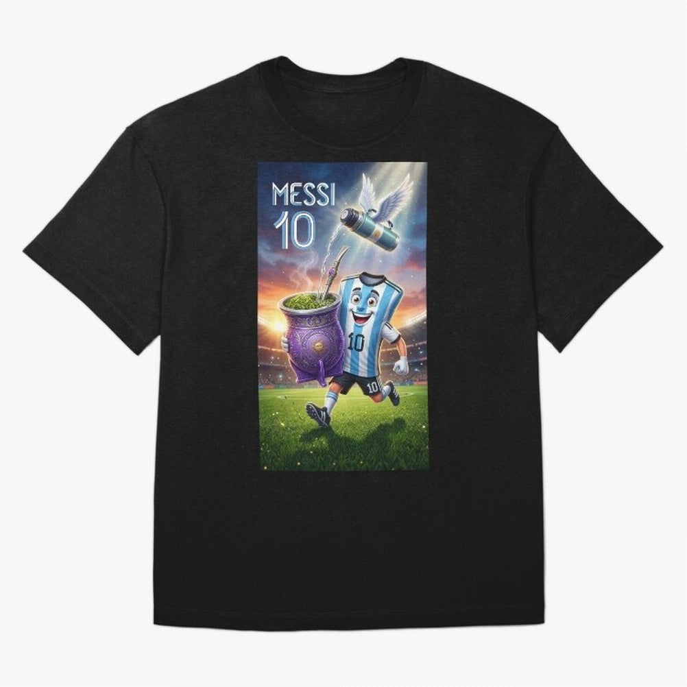 Messi 10 & Mate Magic ¨C The Soul of Argentine Football - Argentina Football Mate Mascot - Messi 10 Soccer Fan Art Oversized T-Shirt Refresh the FIFA World Cup 2026 USA Canada Mexico Journey through Neymar Highlights, Spain Pride, Supporter Pride,