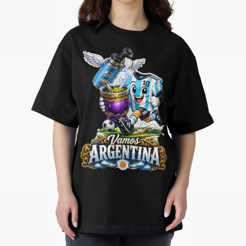 Cancha & Mate Dreams ¨C Argentina Football Heritage - Argentina Football Mate Mascot - Messi 10 Soccer Fan Art Classic T-Shirt Bring Trophy Dreams to FIFA World Cup 2026 Spirit, Filled with Spain and Netherlands, Cristiano Ronaldo, Classic Soccer
