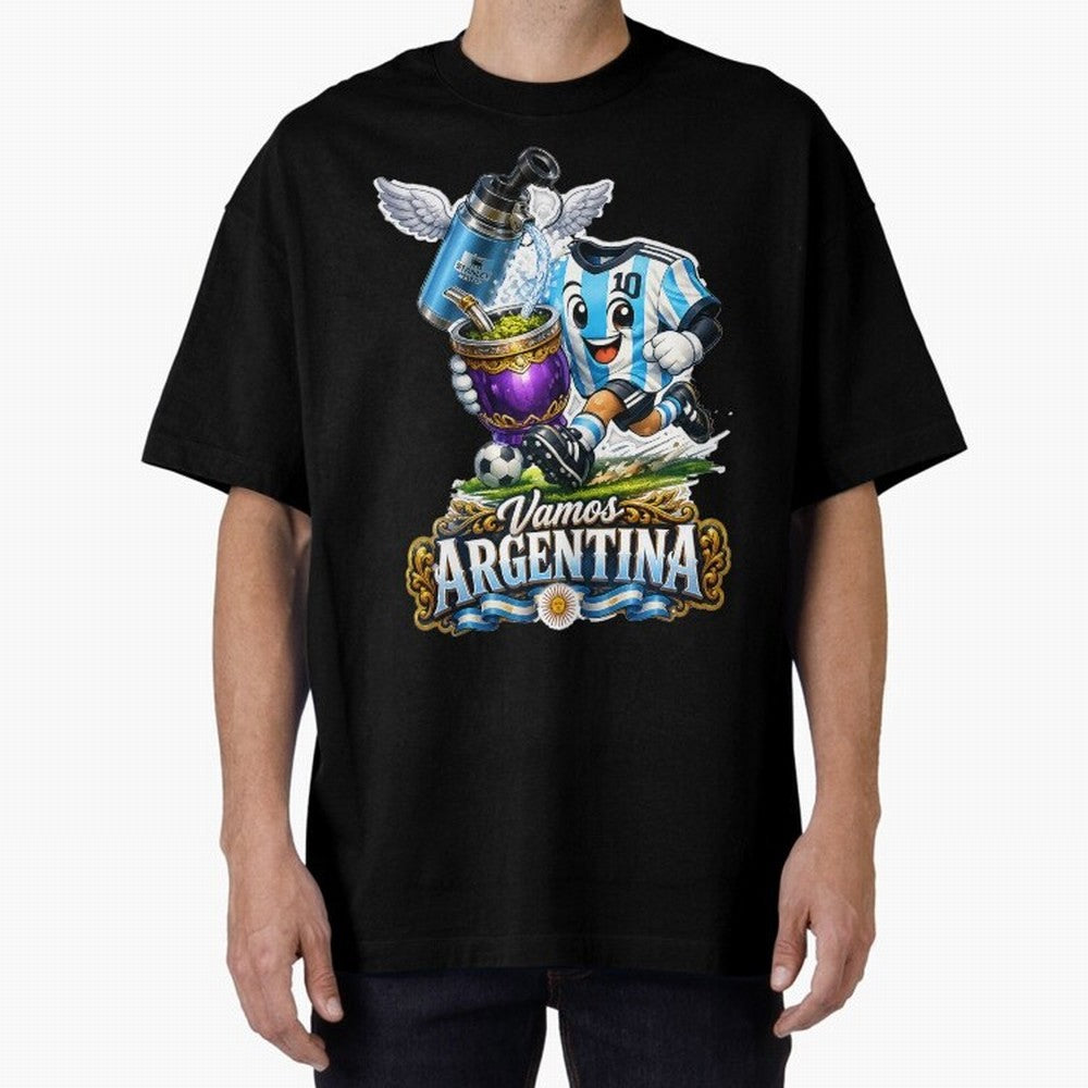 Cancha & Mate Dreams ¨C Argentina Football Heritage - Argentina Football Mate Mascot - Messi 10 Soccer Fan Art Classic T-Shirt Bring Trophy Dreams to FIFA World Cup 2026 Spirit, Filled with Spain and Netherlands, Cristiano Ronaldo, Classic Soccer