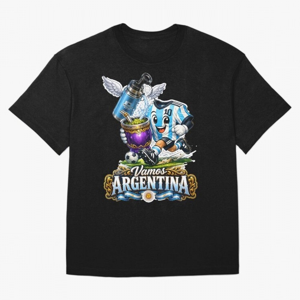 Cancha & Mate Dreams ¨C Argentina Football Heritage - Argentina Football Mate Mascot - Messi 10 Soccer Fan Art Classic T-Shirt Bring Trophy Dreams to FIFA World Cup 2026 Spirit, Filled with Spain and Netherlands, Cristiano Ronaldo, Classic Soccer