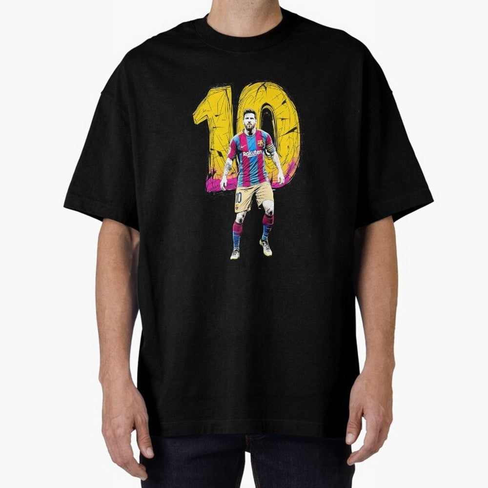 Messi sticker Oversized T-Shirt Celebrate Soccer Greatness during Global Football Passion for FIFA World Cup 2026 USA Canada Mexico, Highlighting Messi, England, Supporter Pride, Iconic Celebrations, Legendary Names and Global Match Day Energy;