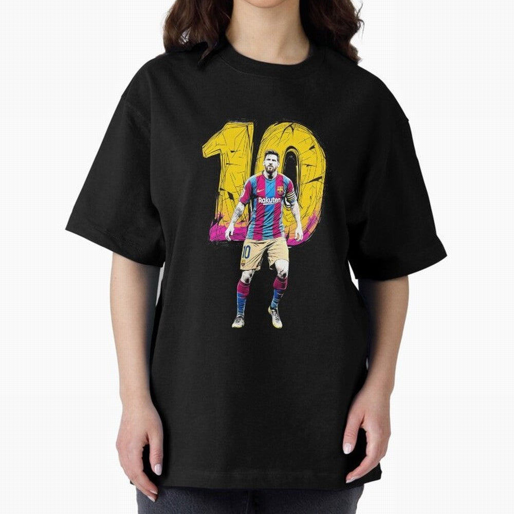Messi sticker Oversized T-Shirt Celebrate Soccer Greatness during Global Football Passion for FIFA World Cup 2026 USA Canada Mexico, Highlighting Messi, England, Supporter Pride, Iconic Celebrations, Legendary Names and Global Match Day Energy;