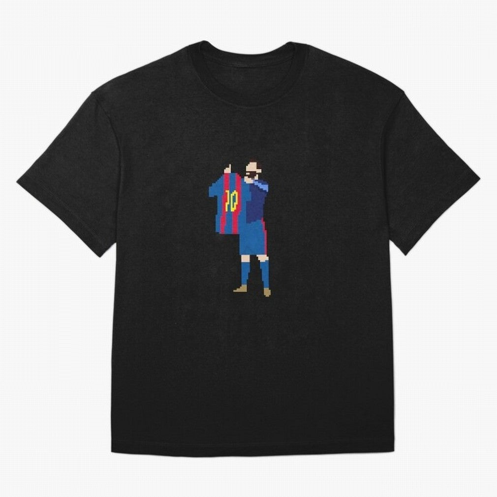 Messi Iconic Celebration Pixel Classic T-Shirt Cheer for Global Football Passion for FIFA World Cup 2026 USA Canada Mexico, Centered on Messi, Neymar and Mbappe, Brazil, Portugal and Argentina, Retro Football Energy, Iconic Rivalries, Trophy Chase