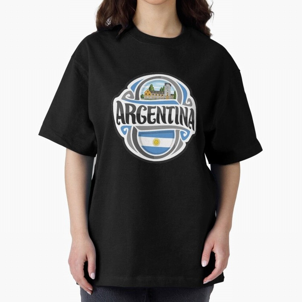 Decorative Argentina Logo Oversized T-Shirt Bring Champion Energy into Global Football Passion for FIFA World Cup 2026 Group Stage, with Haaland and Mbappe, Portugal, Spain and Germany, Goal Celebration Energy, Supporter Heritage, Football Icons