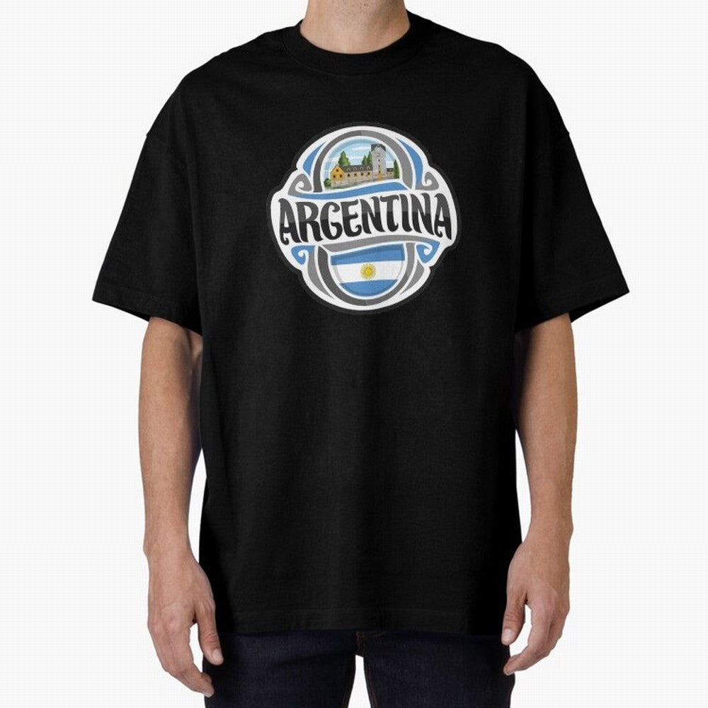 Decorative Argentina Logo Oversized T-Shirt Bring Champion Energy into Global Football Passion for FIFA World Cup 2026 Group Stage, with Haaland and Mbappe, Portugal, Spain and Germany, Goal Celebration Energy, Supporter Heritage, Football Icons