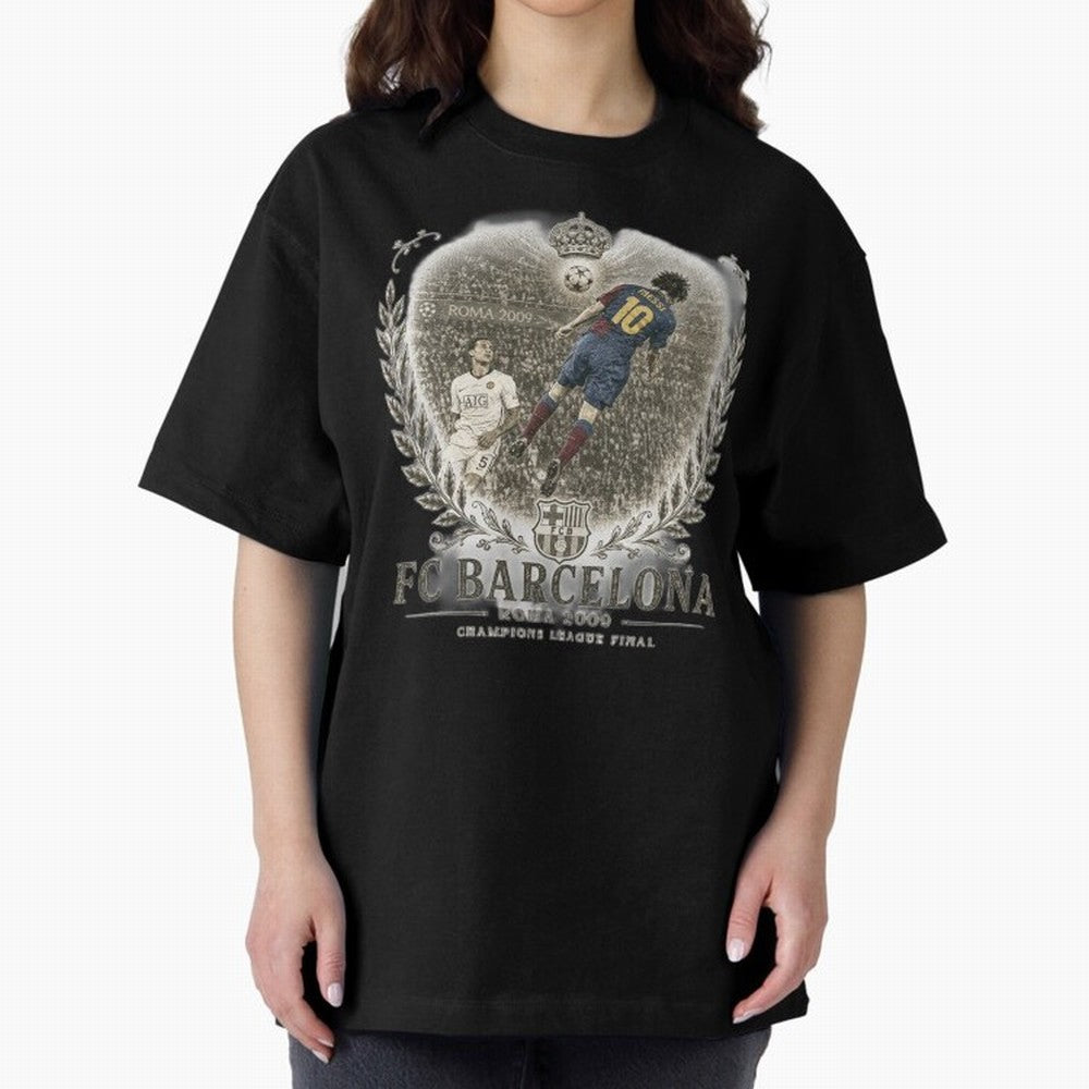FC Barcelona Rome 2009 Champions League Final Vintage Oversized T-Shirt Show Love for Legendary Goals in FIFA World Cup 2026 Group Stage Spirit, Capturing England, France and Netherlands, Haaland and Mbappe, Retro Football Energy, Iconic Rivalries,