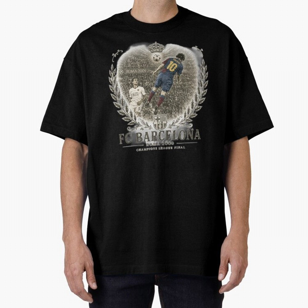 FC Barcelona Rome 2009 Champions League Final Vintage Oversized T-Shirt Show Love for Legendary Goals in FIFA World Cup 2026 Group Stage Spirit, Capturing England, France and Netherlands, Haaland and Mbappe, Retro Football Energy, Iconic Rivalries,
