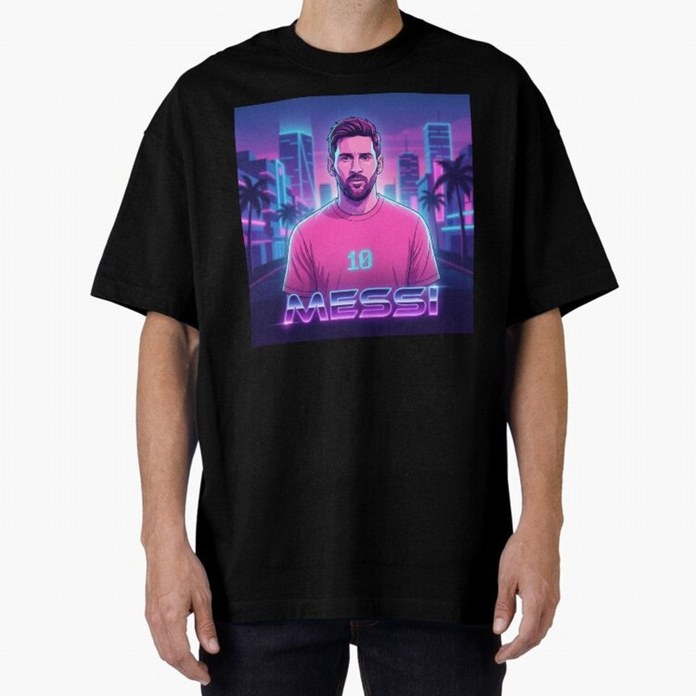 Inter Miami? Football Legend Messi Cyberpunk Retro Futurist Design (Version 2) Classic T-Shirt Bring Bold Fan Energy to FIFA World Cup 2026 Group Stage Spirit, Centered on Argentina, France and Brazil, Messi and Cristiano Ronaldo, Vintage Soccer