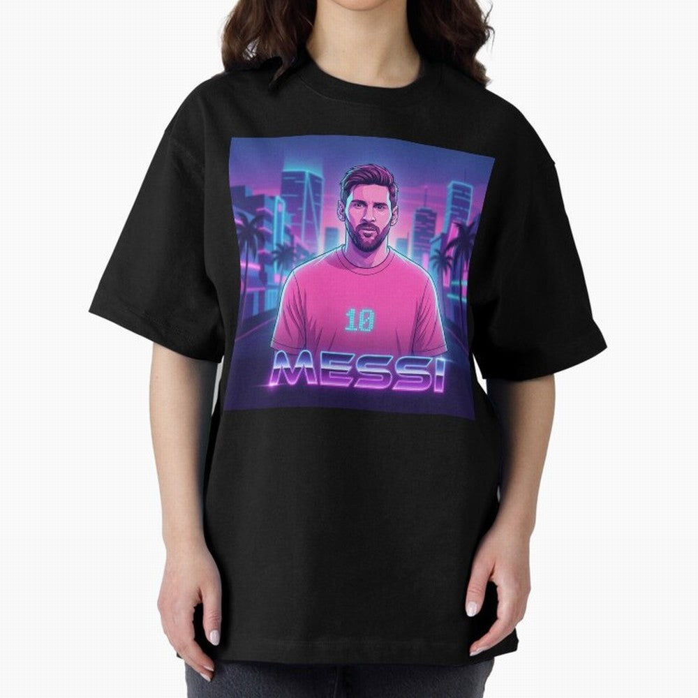 Inter Miami? Football Legend Messi Cyberpunk Retro Futurist Design (Version 2) Classic T-Shirt Bring Bold Fan Energy to FIFA World Cup 2026 Group Stage Spirit, Centered on Argentina, France and Brazil, Messi and Cristiano Ronaldo, Vintage Soccer
