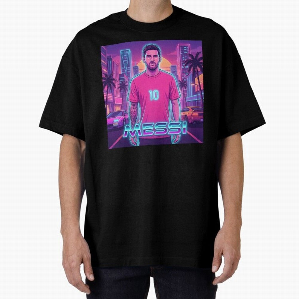 Inter Miami? Football Legend Messi Cyberpunk Retro Futurist Design (Version 3) Classic T-Shirt Show Match Day Excitement for FIFA World Cup 2026 Inspired by Neymar, Brazil, Portugal and Argentina Energy, Worldwide Fan Energy, Dramatic Goals,
