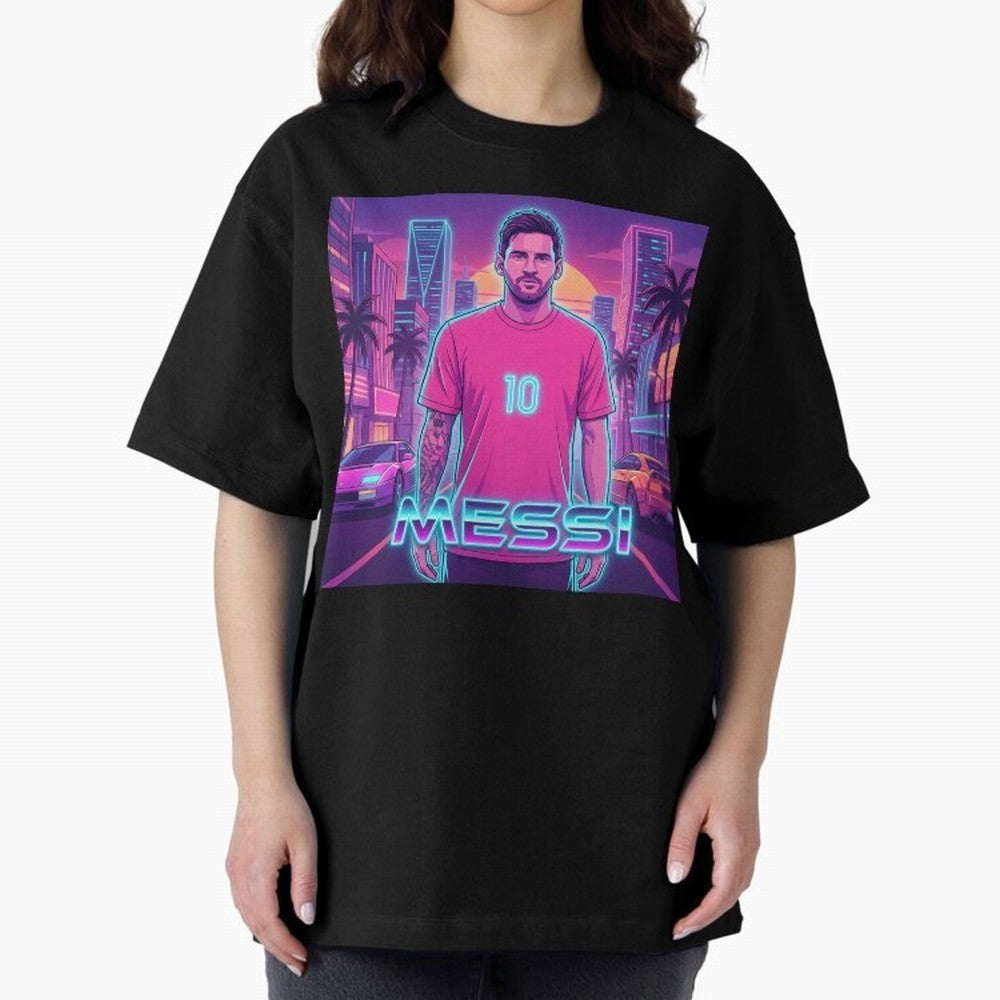 Inter Miami? Football Legend Messi Cyberpunk Retro Futurist Design (Version 3) Classic T-Shirt Show Match Day Excitement for FIFA World Cup 2026 Inspired by Neymar, Brazil, Portugal and Argentina Energy, Worldwide Fan Energy, Dramatic Goals,