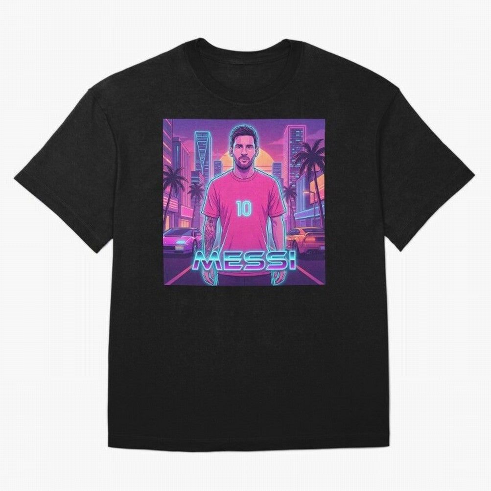 Inter Miami? Football Legend Messi Cyberpunk Retro Futurist Design (Version 3) Classic T-Shirt Show Match Day Excitement for FIFA World Cup 2026 Inspired by Neymar, Brazil, Portugal and Argentina Energy, Worldwide Fan Energy, Dramatic Goals,