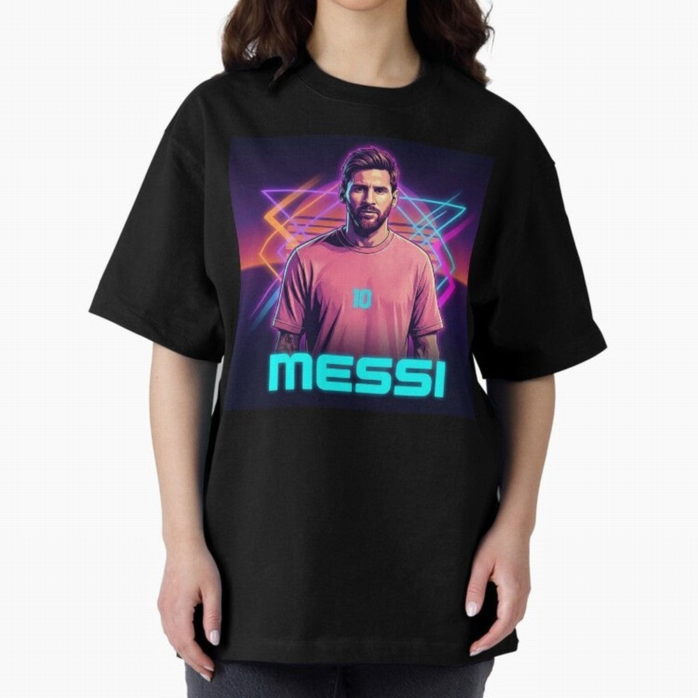 Inter Miami? Football Legend Messi Cyberpunk Retro Futurist Design (Version 5) Classic T-Shirt Discover FIFA World Cup 2026 for Fans of Mbappe and Neymar and France and Portugal, Bringing Sports Nostalgia, International Competition, Famous Players
