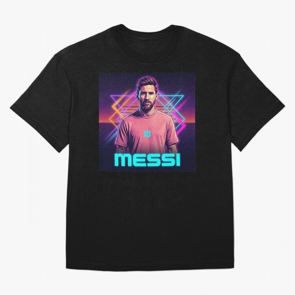 Inter Miami? Football Legend Messi Cyberpunk Retro Futurist Design (Version 5) Classic T-Shirt Discover FIFA World Cup 2026 for Fans of Mbappe and Neymar and France and Portugal, Bringing Sports Nostalgia, International Competition, Famous Players