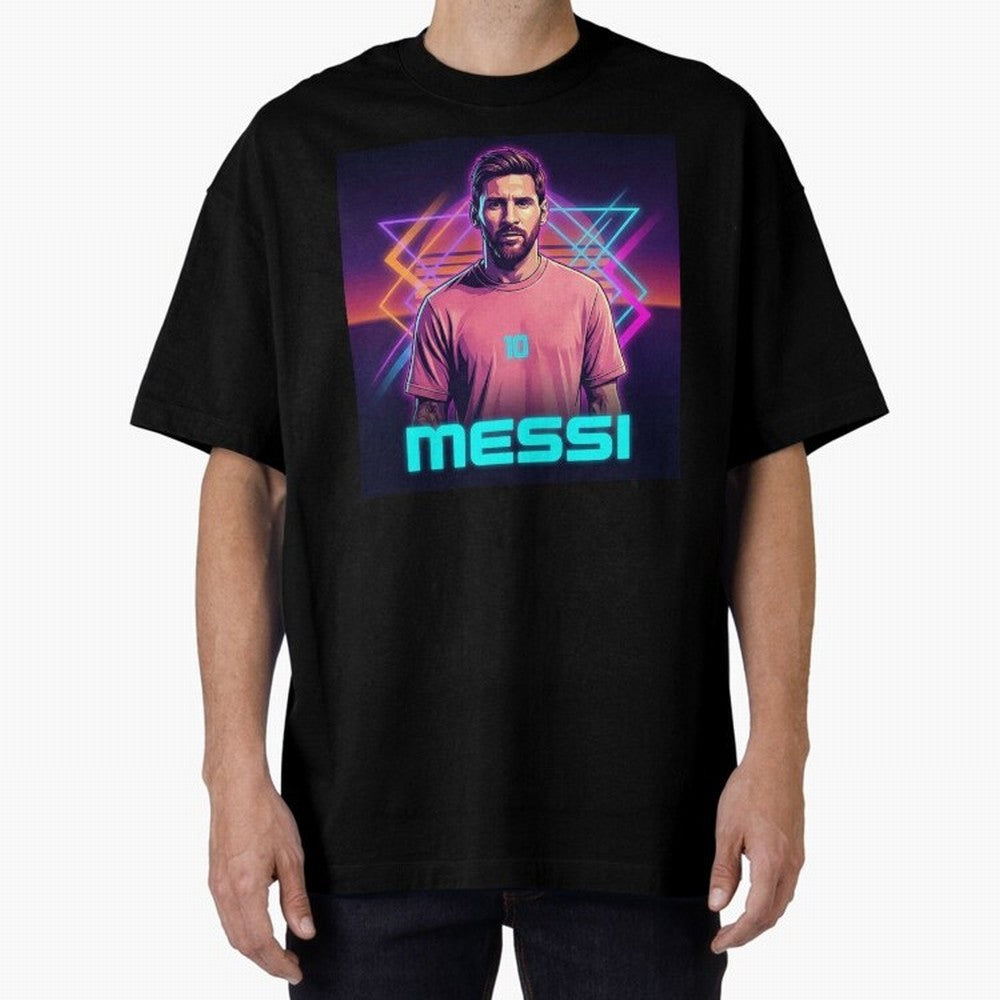 Inter Miami? Football Legend Messi Cyberpunk Retro Futurist Design (Version 5) Classic T-Shirt Discover FIFA World Cup 2026 for Fans of Mbappe and Neymar and France and Portugal, Bringing Sports Nostalgia, International Competition, Famous Players