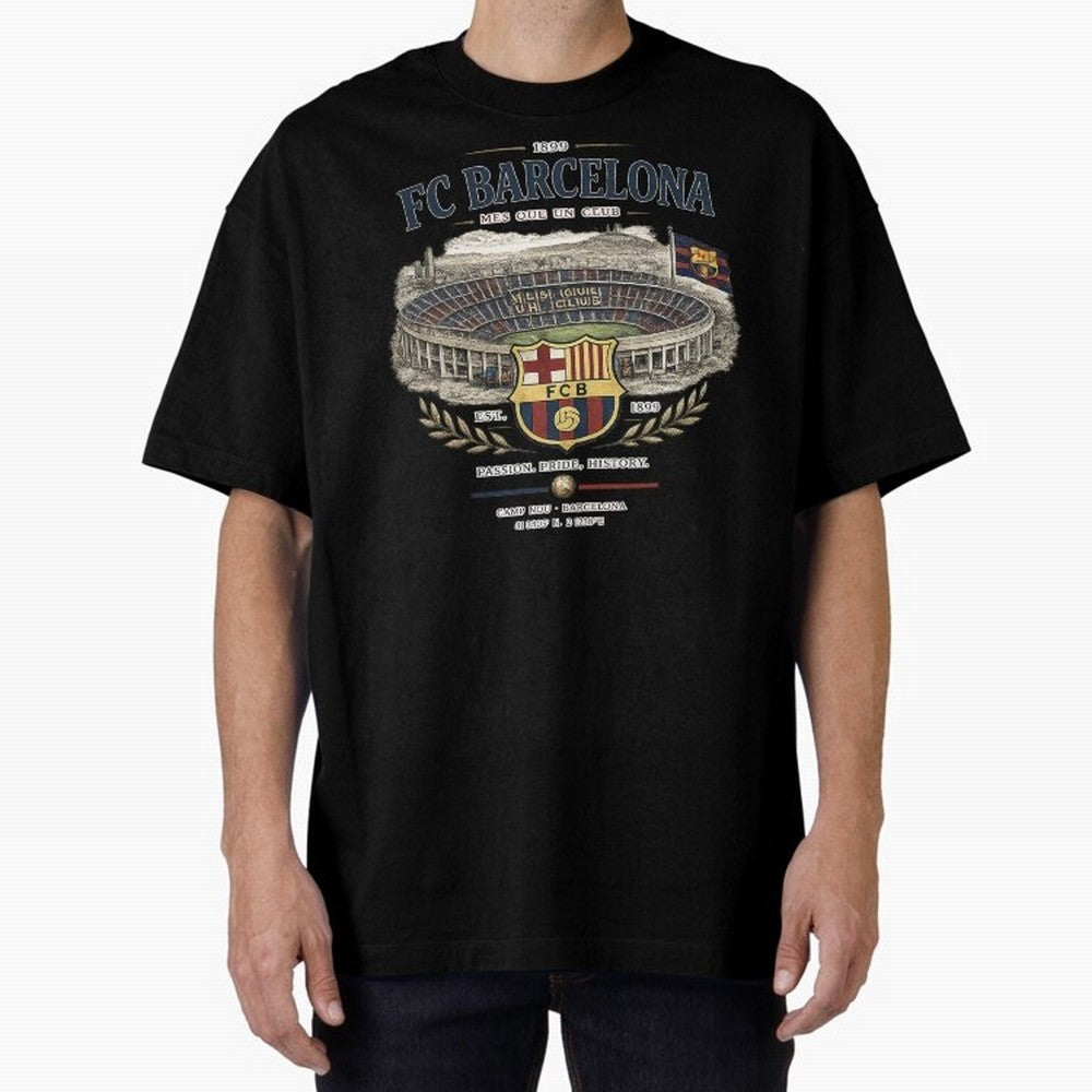 FC Barcelona Vintage Football Streetwear Oversized T-Shirt Live the Energy of FIFA World Cup 2026 for Fans of Messi and France, Bringing Football Festival Excitement, Trophy Ambitions, Country Rivalries and Star Player Buzz; Perfect for People Who
