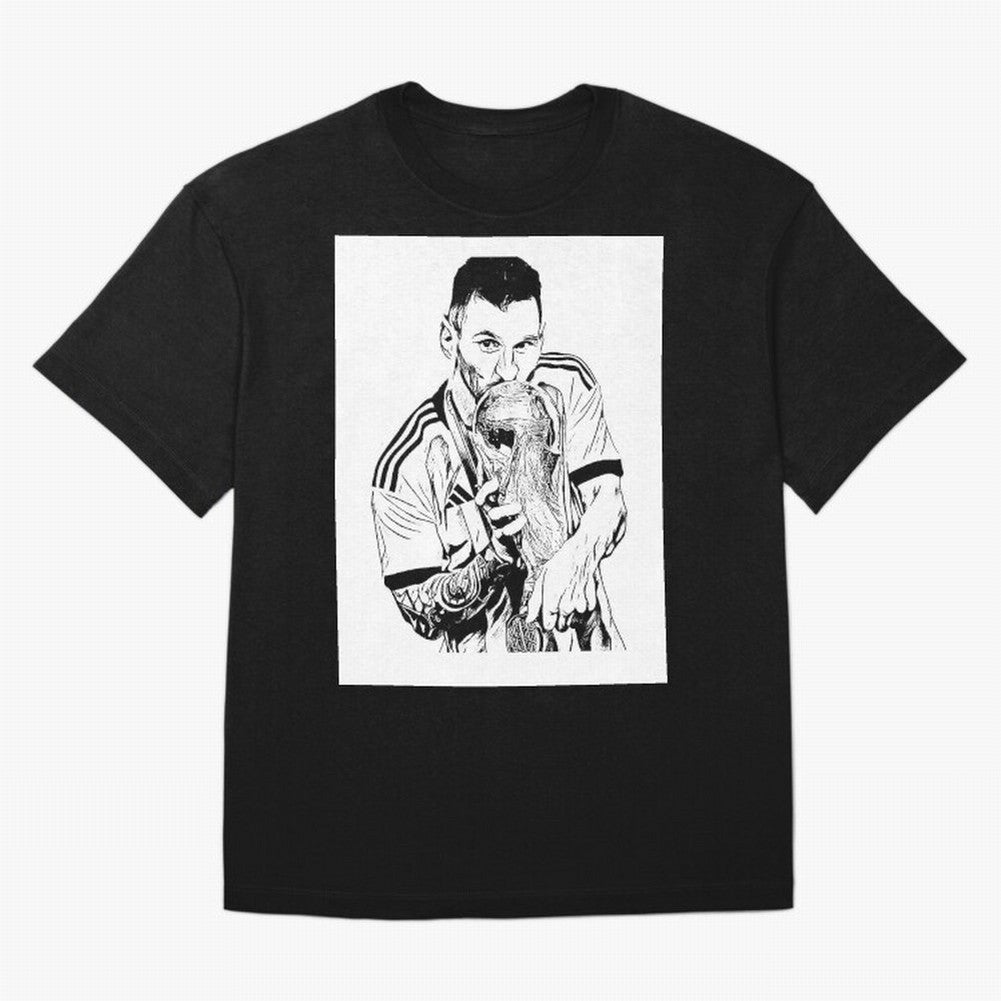 Drawing Leo Messi Classic T-Shirt Show Your Stadium Side during Match Day Hype around FIFA World Cup 2026 USA Canada Mexico, Messi and Cristiano Ronaldo, Brazil, Football Festival Excitement, Trophy Ambitions, Country Rivalries and Star Player