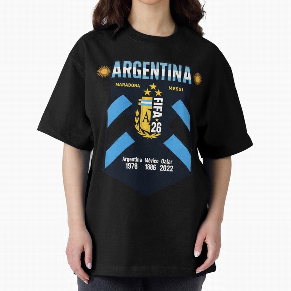 Argentina Football Champions Legacy Badge Design Active T-Shirt Share the Excitement of FIFA World Cup 2026 Spirit, with Spain, Haaland and Mbappe, Goal Celebration Energy, Supporter Heritage, Football Icons and Worldwide Tournament Joy; Ideal for